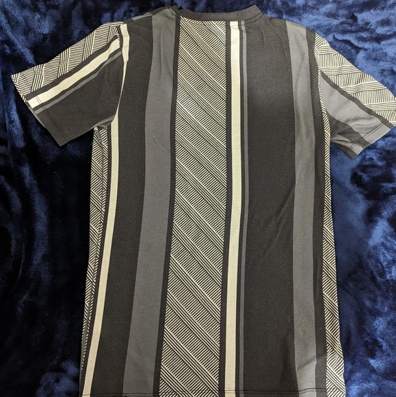 River Island ASOS Striped Grey Graphic T-shirt Muscle Fitted Tight Small - Picture 11 of 12